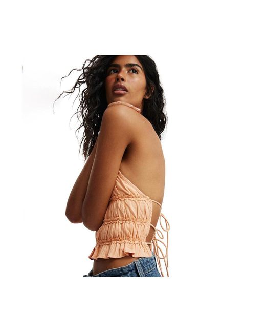 Cotton On Blue Multi Frill Detail Halter Top