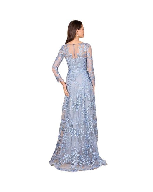 Lara Blue Illusion Neckline