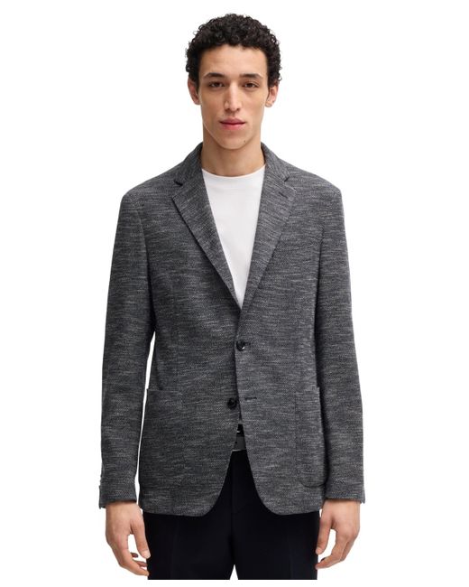 Boss Gray Boss By Micro-patterned Slim-fit Blazer