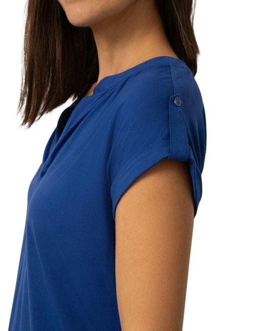 Cable & Gauge Blue Split Neck Sleeve Tab Top