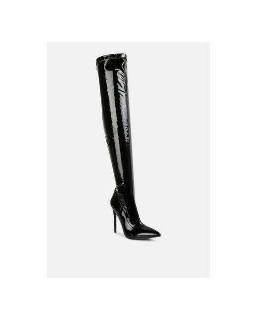 LONDON RAG Black riggle Long Patent Pu High Heel Boots