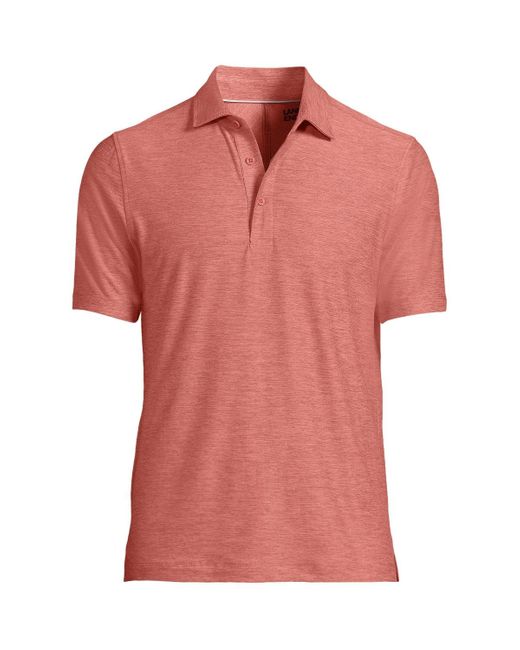 Lands' End Pink Short Sleeve Performance Pieced Yoke Social Active Polo for men