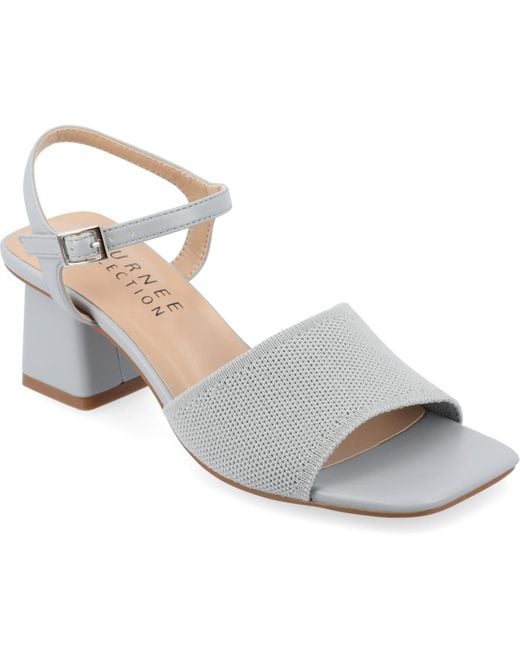 Journee Collection Metallic Evylinn Knit Block Heel Dress Sandals