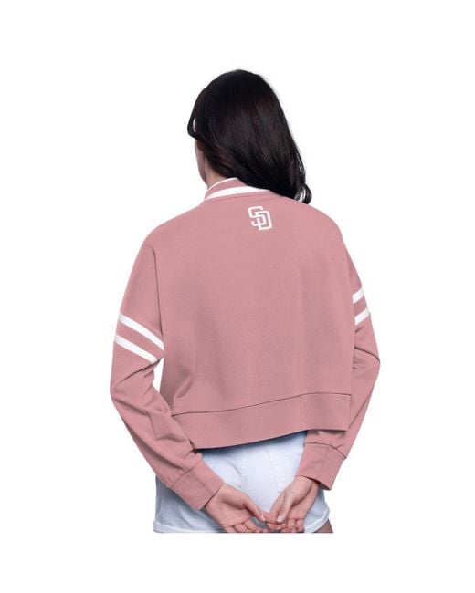 Starter Pink Wo Â San Diego Padres Power Play Cropped Pullover Sweatshirt