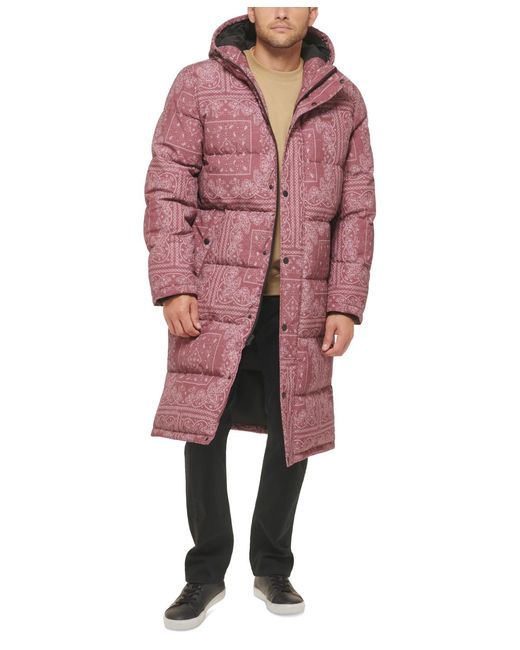 Levi's Red Quilted Extra Long Parka Jacket for men