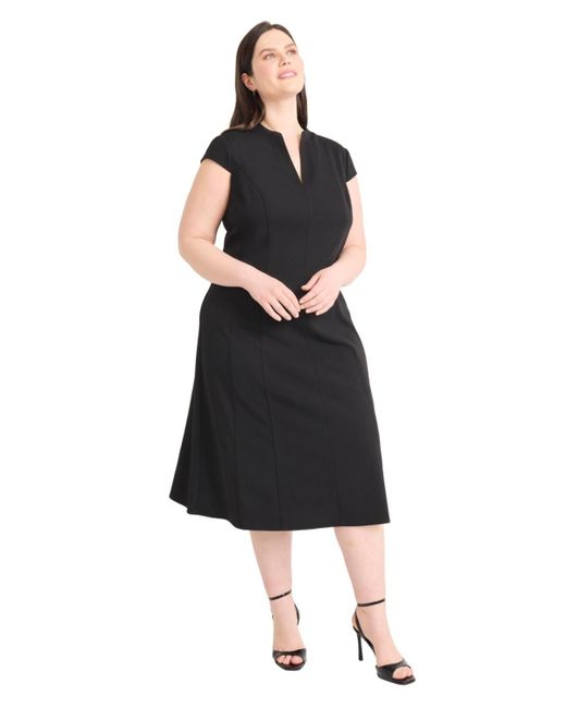Maggy London Black Plus Size Short-sleeve A-line Dress