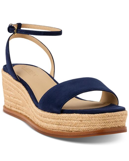 Ralph Lauren Women's Blue Leona Espadrille Platform Wedge Sandals