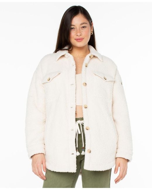 Roxy White Overlander Solid Button-up Jacket