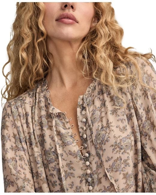 Lucky Brand Natural Dropped Waist Floral Mini Dress