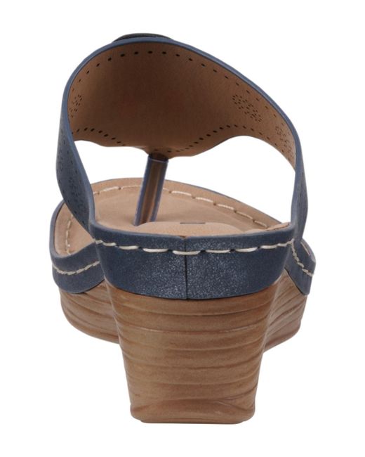 Gc Shoes Blue Willa Floral Wedge Sandals