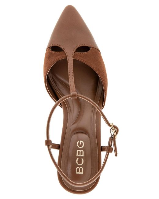 BCBGMAXAZRIA Brown Baxi T-strap Pump