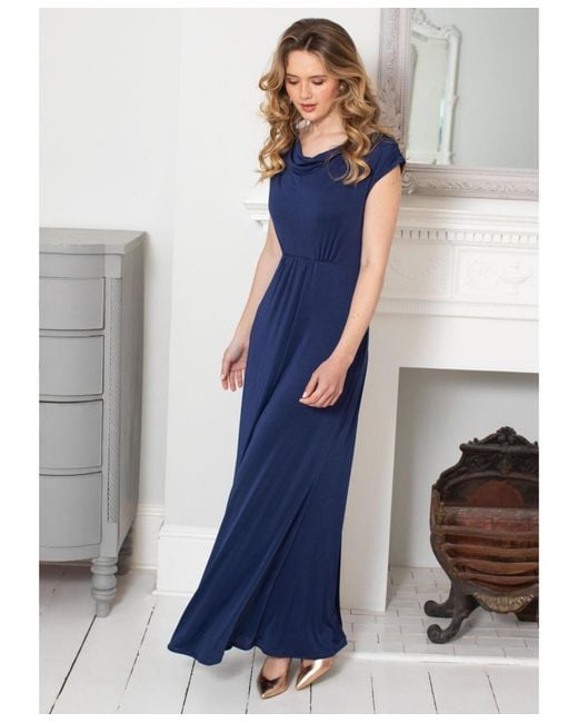 Alie Street London Blue Cruise Cowl Neck Maxi Dress