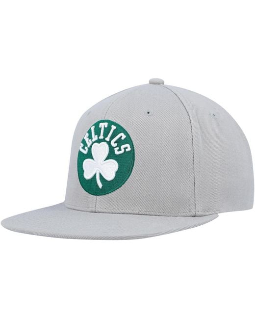 Mitchell & Ness Gray Boston Celtics Side Core 2.0 Snapback Hat for men