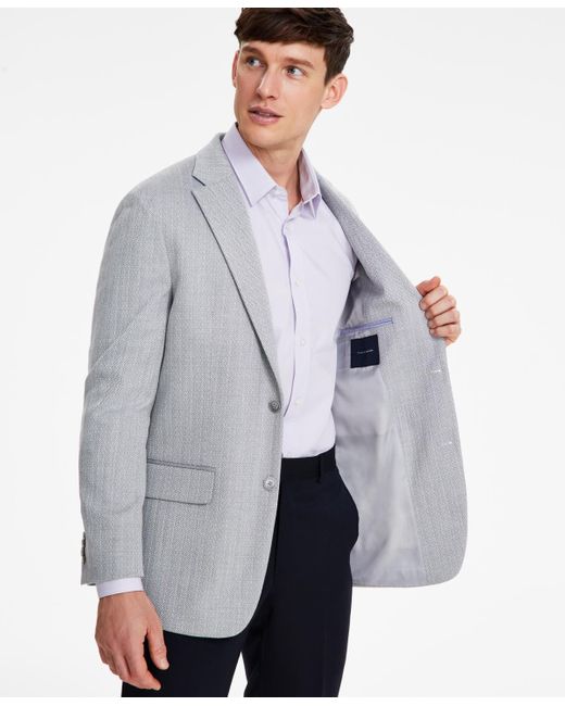 Tommy Hilfiger White Modern-fit Herringbone Sport Coat for men