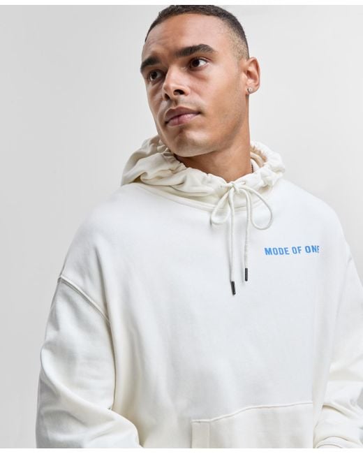 Mode Of One White Relaxed-fit Control Graphic-print Pullover Hoodie for men