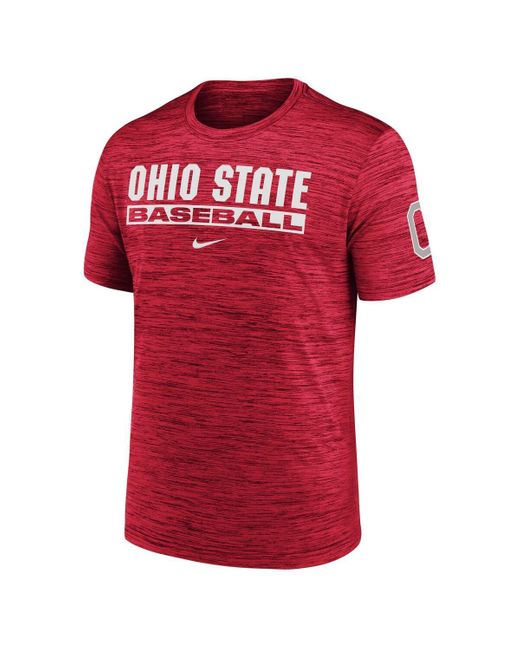 Nike Red Ohio State Buckeyes Velocity Baseball Wordmark Stack Performance T-shirt for men