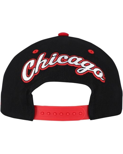 Mitchell & Ness Black/red Chicago Blackhawks Backside Script Two-tone Pro Crown Adjustable Hat for men