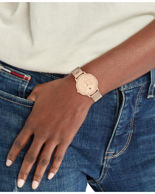 Tommy Hilfiger Metallic Multifunction Tone Stainless Steel Mesh Bracelet Watch