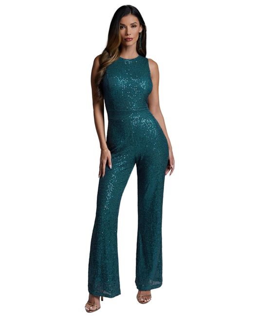 Bebe Blue Sequin Jumpsuit