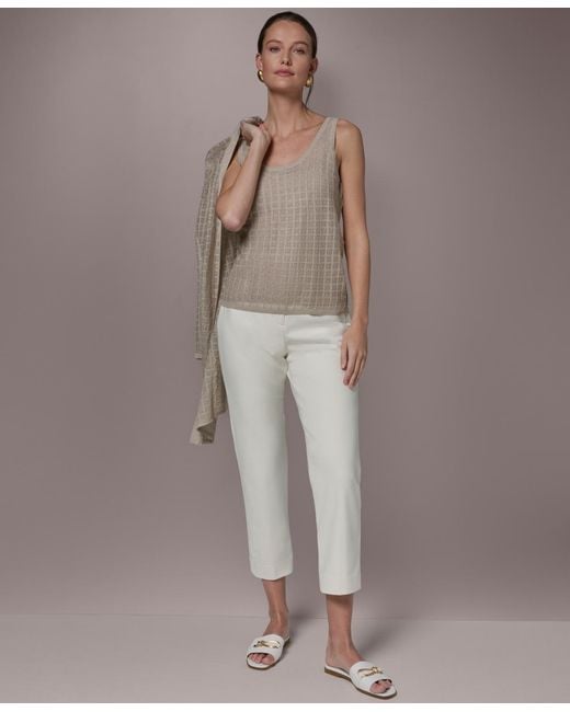 Donna Karan Brown Grid Pattern Sleeveless Sweater