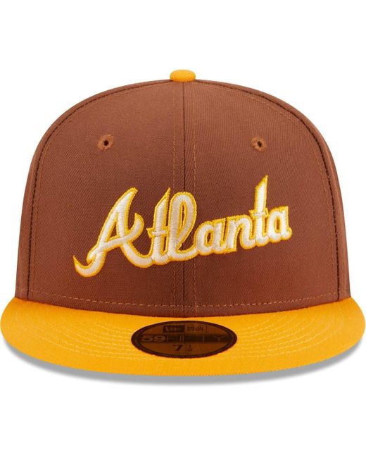 KTZ Orange Atlanta Braves Tiramisu 59fifty Fitted Hat for men