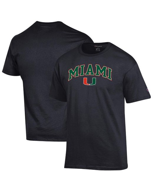 Champion Black Miami Hurricanes Arched Logo T-shirt for men