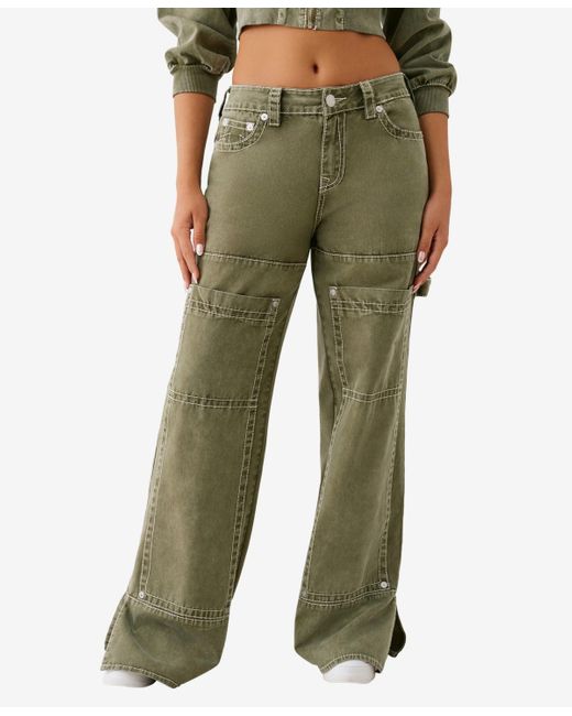 True Religion Green Bobbi Big T baggy Carpenter Jeans
