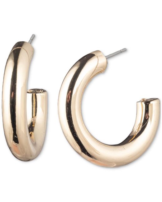 Karl Lagerfeld Natural Tone Small Tubular C-hoop Earrings