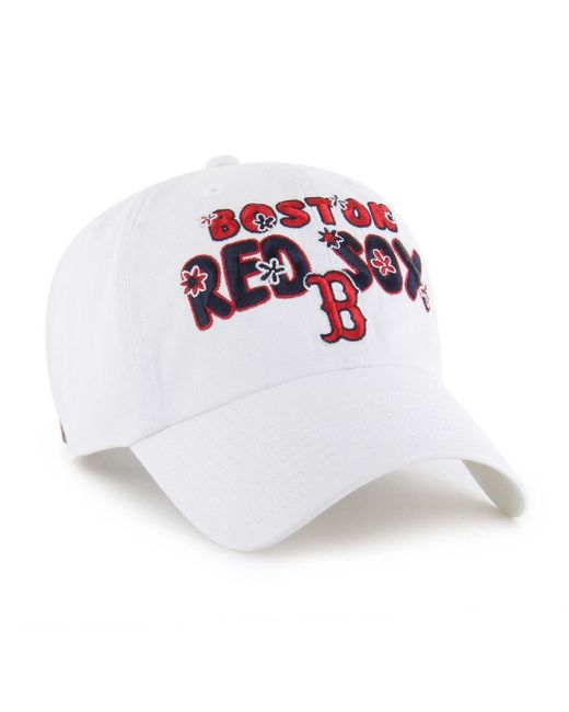 '47 White Boston Red Sox Flower Power Clean Up Adjustable Hat