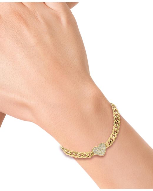 Effy Metallic Effy Diamond Heart Pave Curb Link Bracelet (1/3 Ct. T.w.