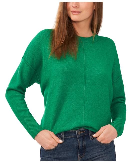 Vince Camuto Green Cozy Long Sleeve Extend Shoulder Sweater