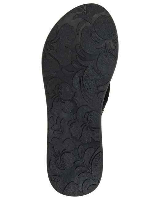 Roxy Black Porto Bling Round Toe Flat Sandals