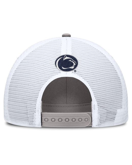 Nike Gray/white Penn State Nittany Lions 2025 On-field Rise Patch Trucker Adjustable Hat for men
