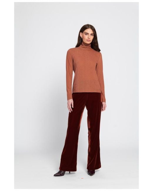 Elle Collection Red Knit Turtleneck Top Solid