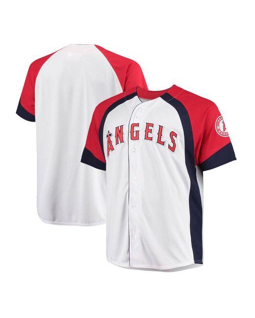 Profile White, Red Los Angeles Angels Big And Tall Colorblock Full-snap  Jersey for Men