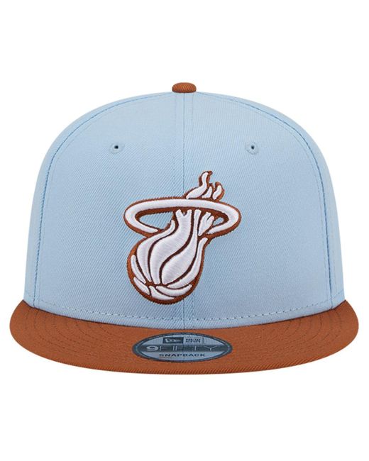 KTZ Blue /brown Miami Heat 2-tone Color Pack 9fifty Snapback Hat for men