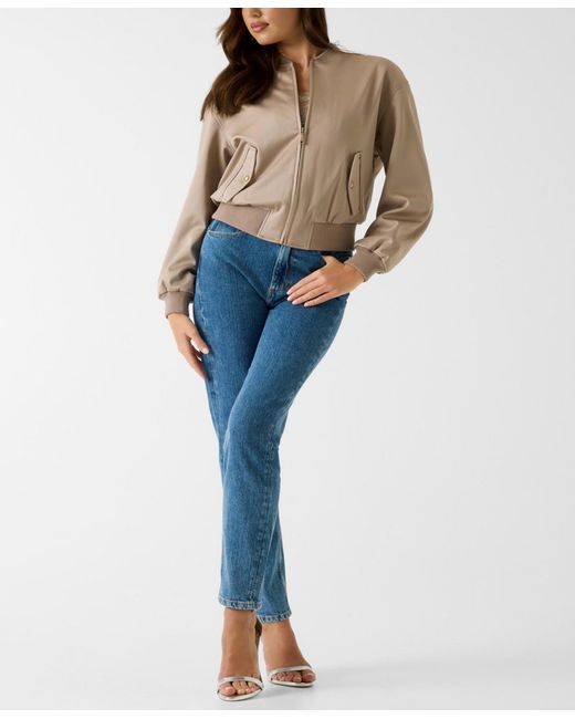 Guess Blue Cathleen Bomber Full-zip Collared Jacket