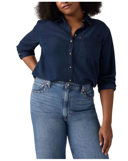 Levi's Blue Plus Size Darlene Button-front Shirt