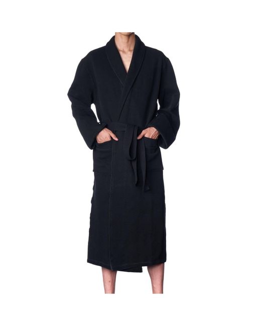 Alpine Swiss Black Cotton Blend Shawl Robe Lightweight Kimono Knit Spa Bathrobe for men