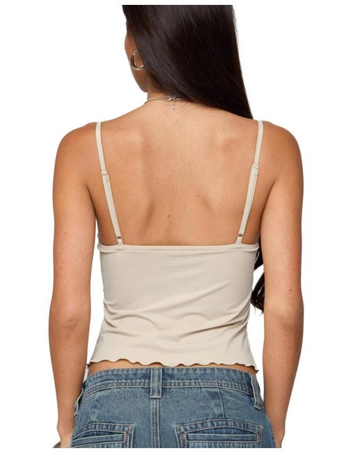 Edikted White Landon Drawstring Split Front Top