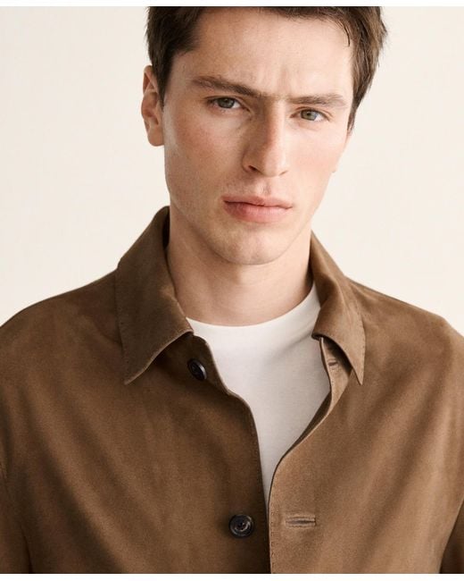 Mango Brown Leather Pockets Jacket for men