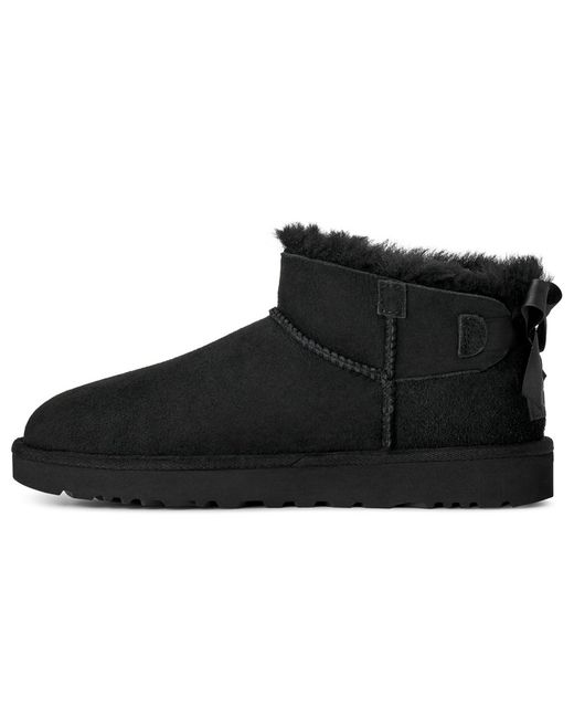 Ugg Black Ultra Mini Bailey Bow Round Toe Booties