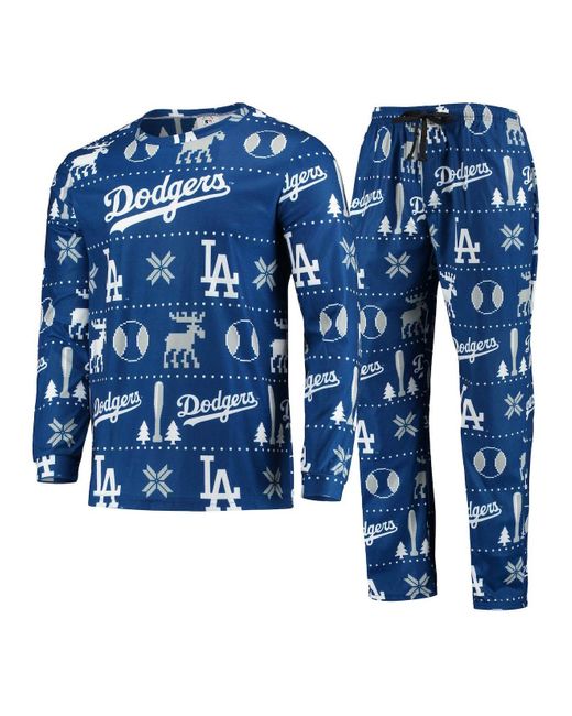 FOCO Synthetic Royal Los Angeles Dodgers Ugly Pajama Set in Blue for Men | Lyst