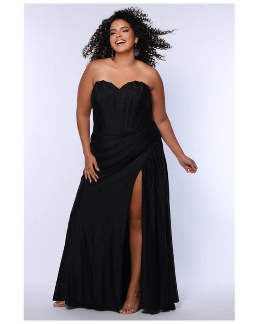Sydney's Closet Black Strapless Corset Slim Fitted Gown