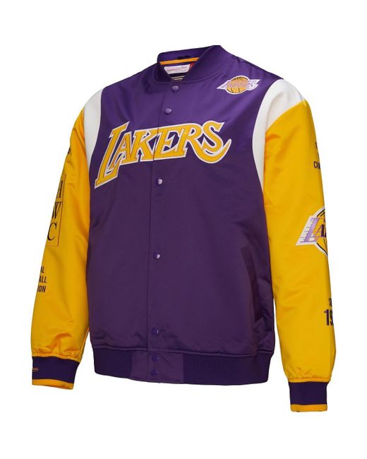 Mitchell & Ness Blue And Los Angeles Lakers Vintage Team Origins Satin Full-snap Jacket