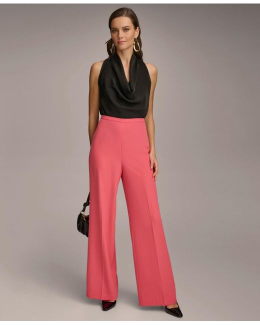 Donna Karan Pink Flat-front Wide-leg Pants