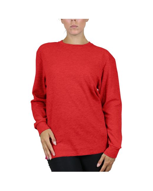 Galaxy By Harvic Cotton Loose Fit Waffle Knit Thermal Shirt in Red Lyst