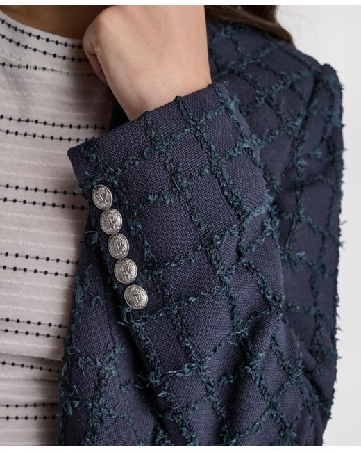BCBGMAXAZRIA Blue Open-front Stand Collar Jacket