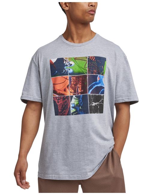 Reebok Gray Above The Rim Basketball Collage Graphic T-shirt for men