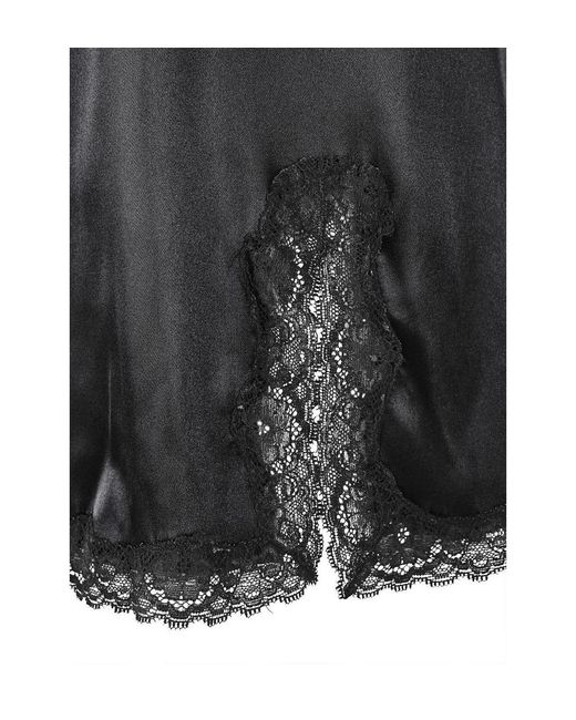 Lascana Black Lace Trim Satin Negligee
